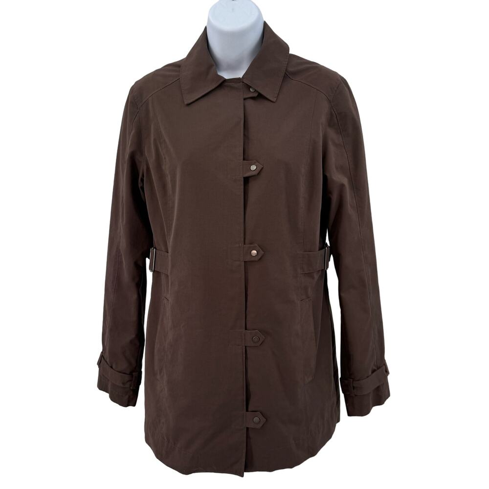 Columbia Brown Full Zip Lightweight Jacket Coat WMNS XS Button Front Mid Length